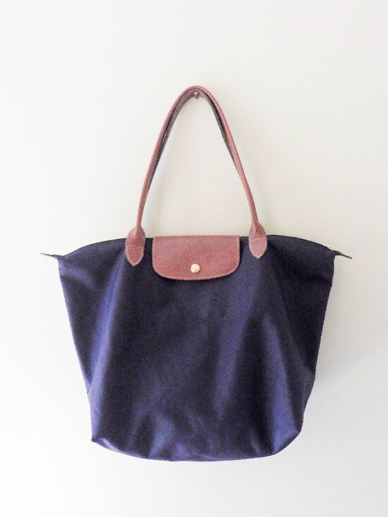 Longchamp Handbags - Longchamp Medium Le Pliage Nylon Shoulder Tote Lig/M/02 Dark Purple/Brown